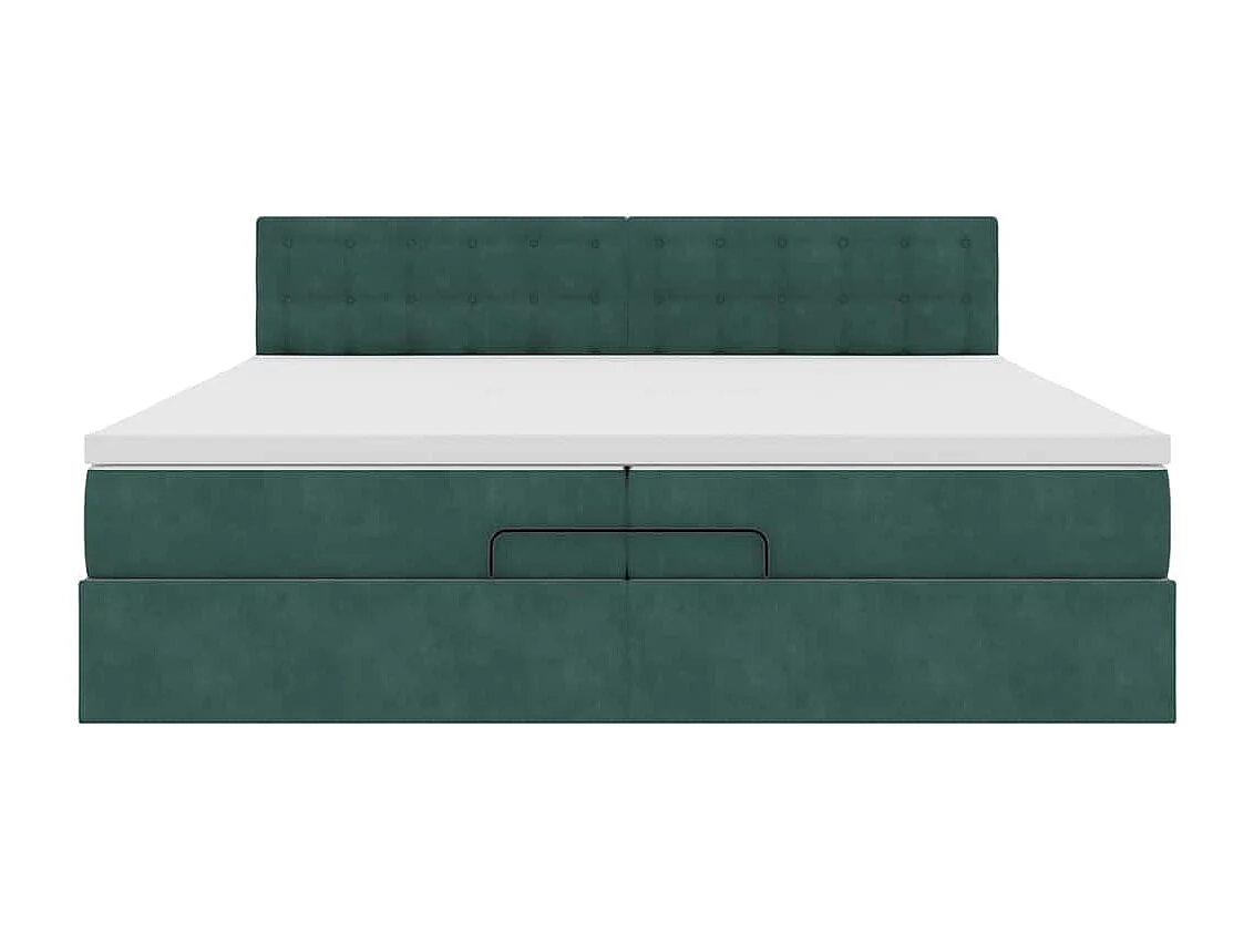 Cadre de lit ottoman avec matelas vert foncé 200x200 cm velours