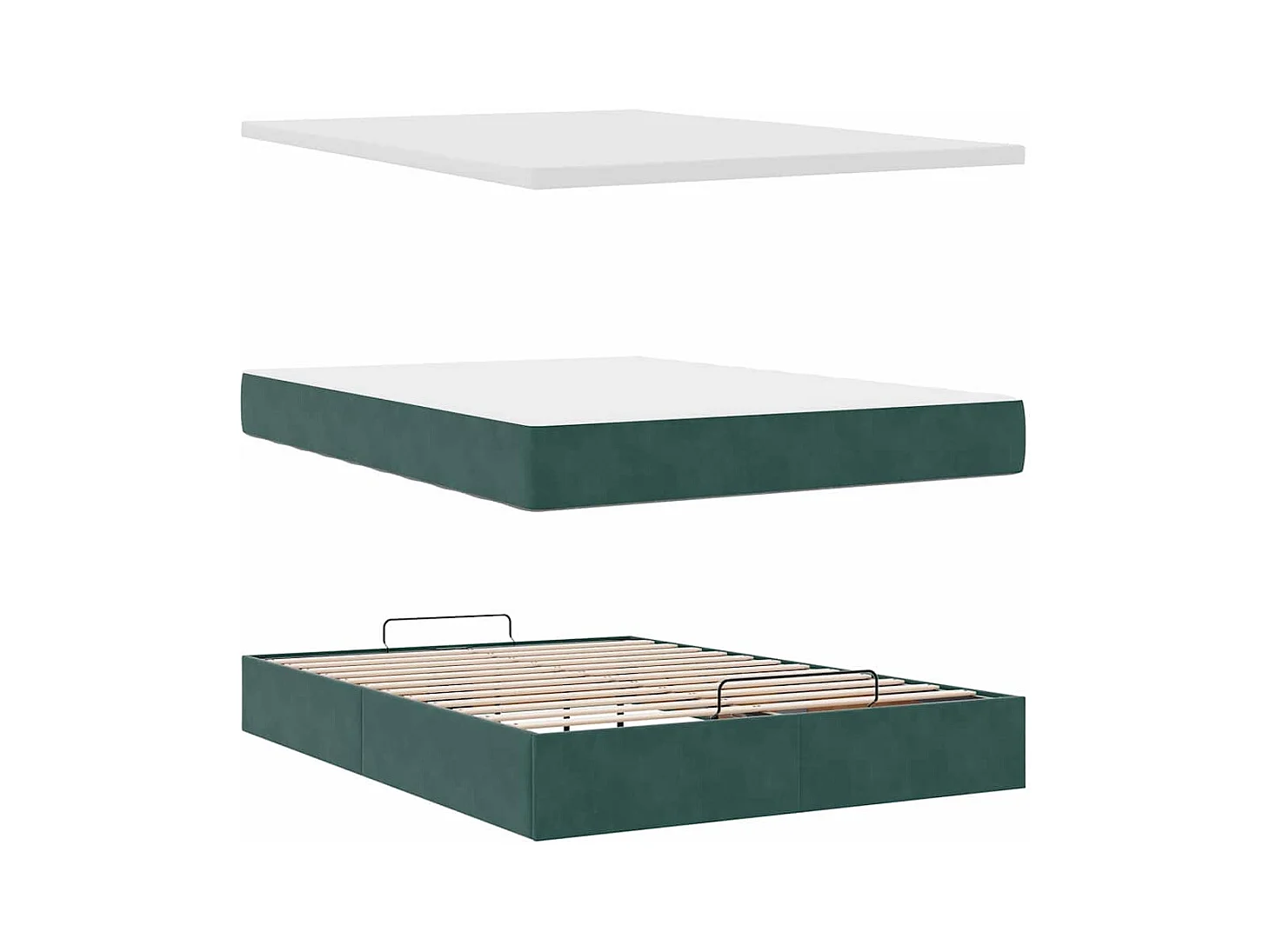 Cadre de lit ottoman avec matelas vert foncé 140x190 cm velours