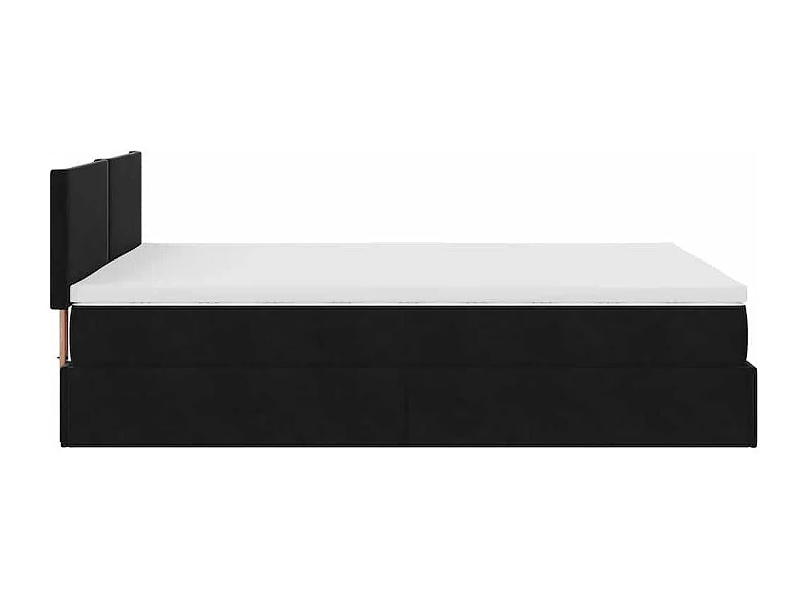 Cadre de lit ottoman avec matelas noir 140x190 cm velours