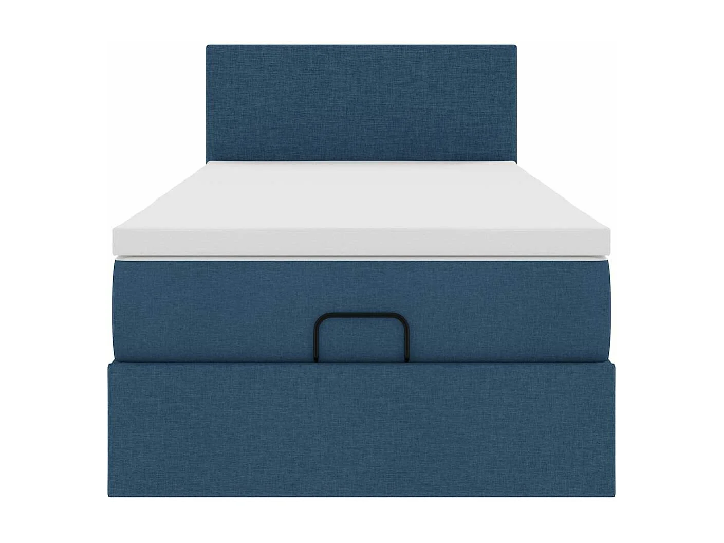 Estructura de cama otomana con colchón tela azul 80x200cm