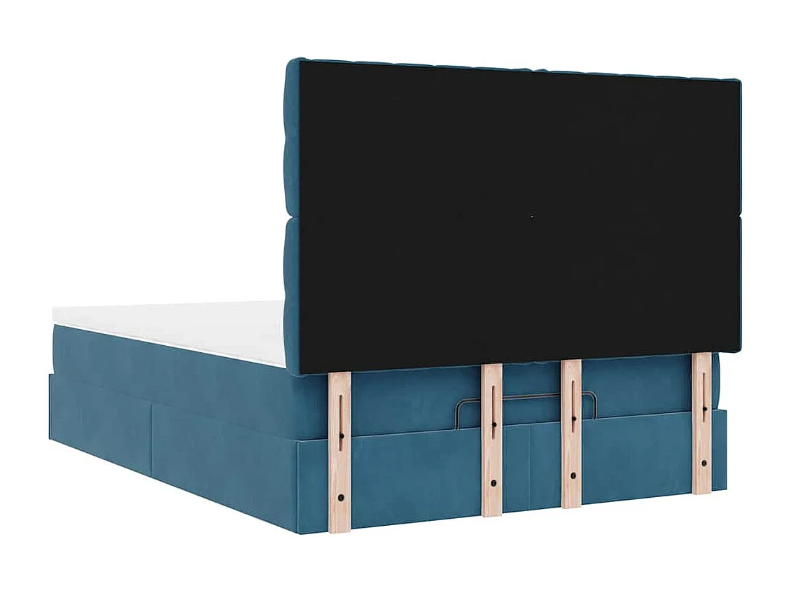 Ottoman bed met matrassen 140x200cm fluweel donkerblauw