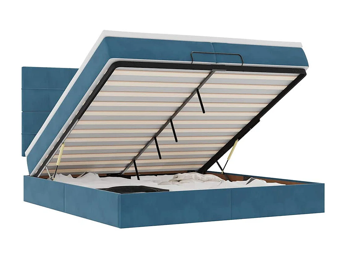 Ottoman bed met matrassen 200x200cm fluweel donkerblauw