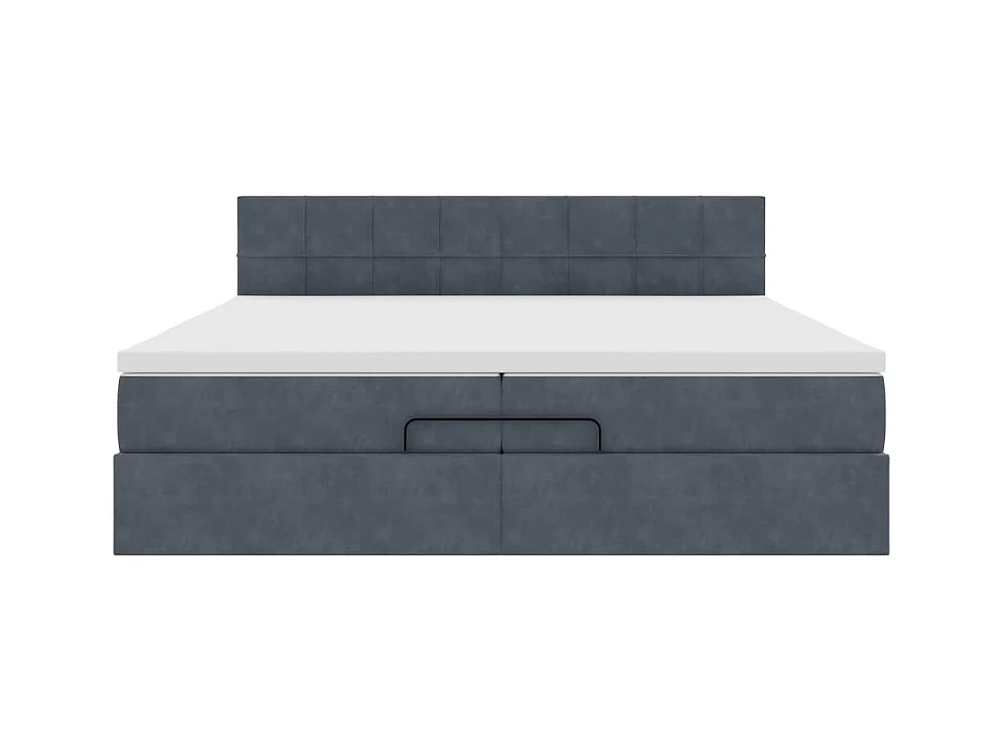 Cadre de lit ottoman avec matelas gris foncé 200x200 cm velours