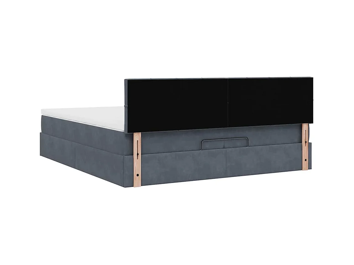 Cadre de lit ottoman avec matelas gris foncé 200x200 cm velours