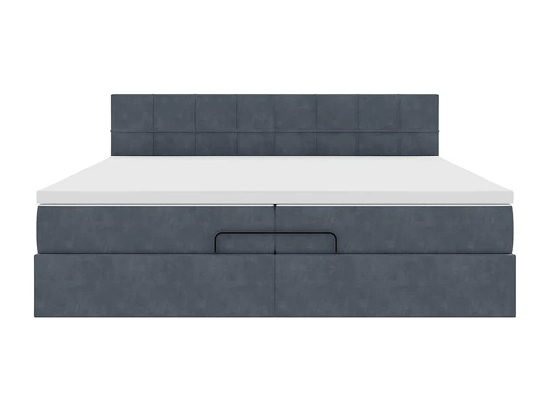 Estrutura de cama otomana com colchão 200x200cm cinzento escuro