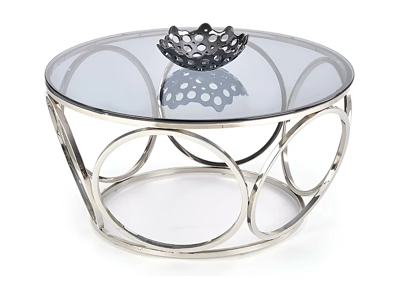 Table basse Vénus/Verre et métal/Argent et verre
