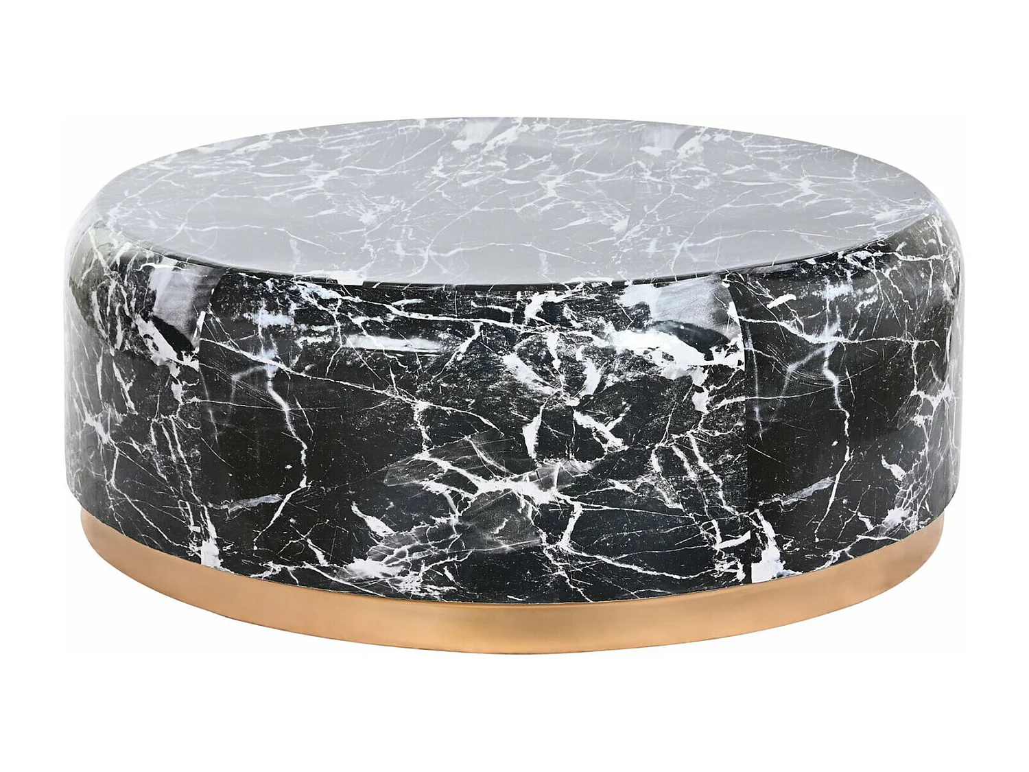 Table basse marbre noir éclat doré pour salon chic