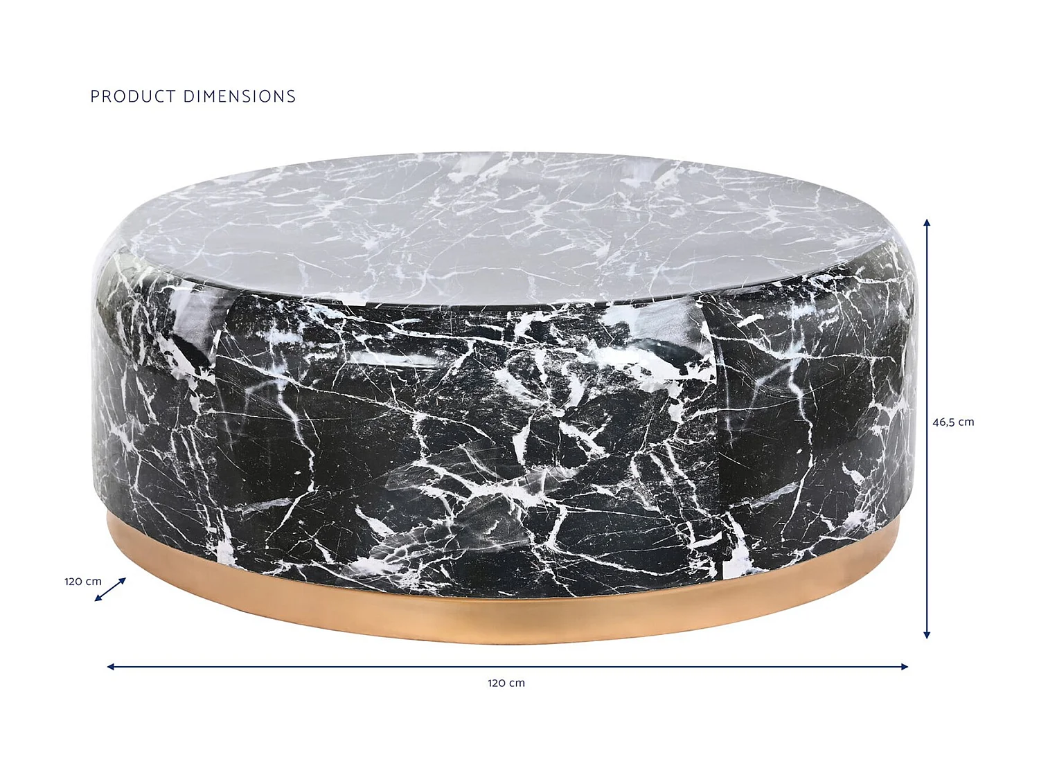 Table basse marbre noir éclat doré pour salon chic