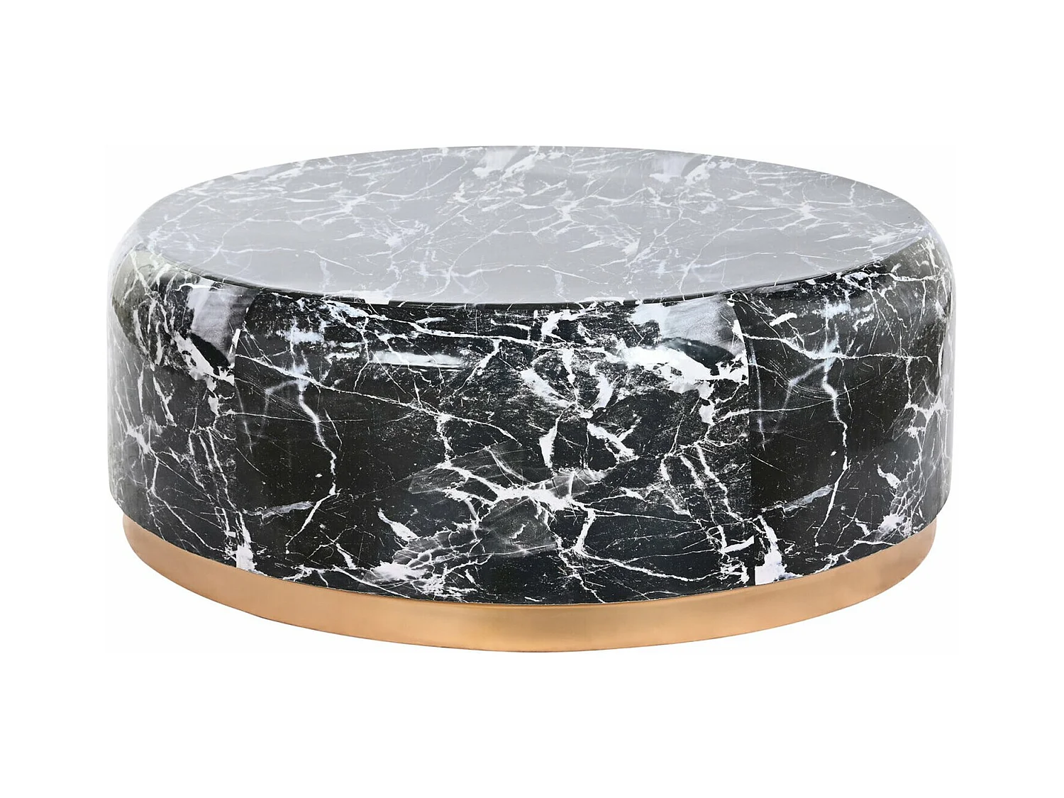 Table basse marbre noir éclat doré pour salon chic