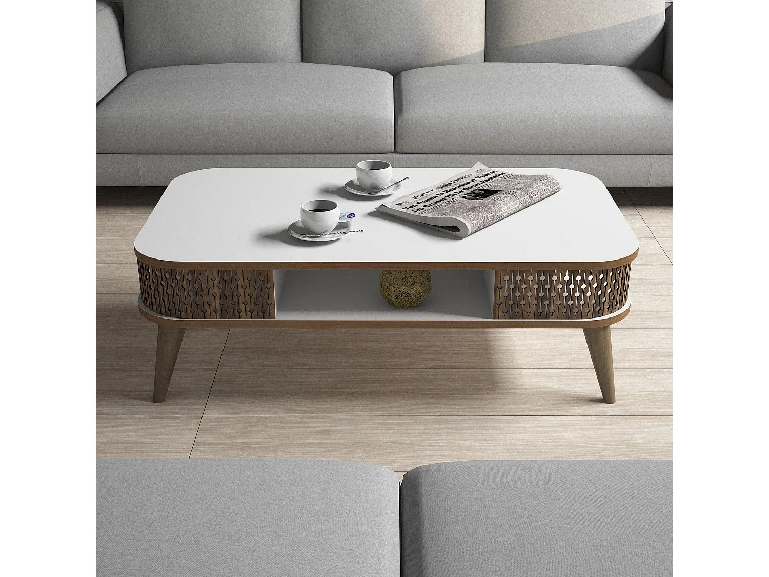 Mesa de Centro Moderna Eylül - Elegância Branca para o Seu Espaço de Vida