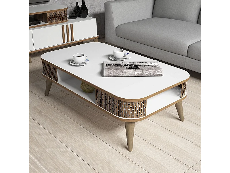Mesa de Centro Moderna Eylül - Elegância Branca para o Seu Espaço de Vida