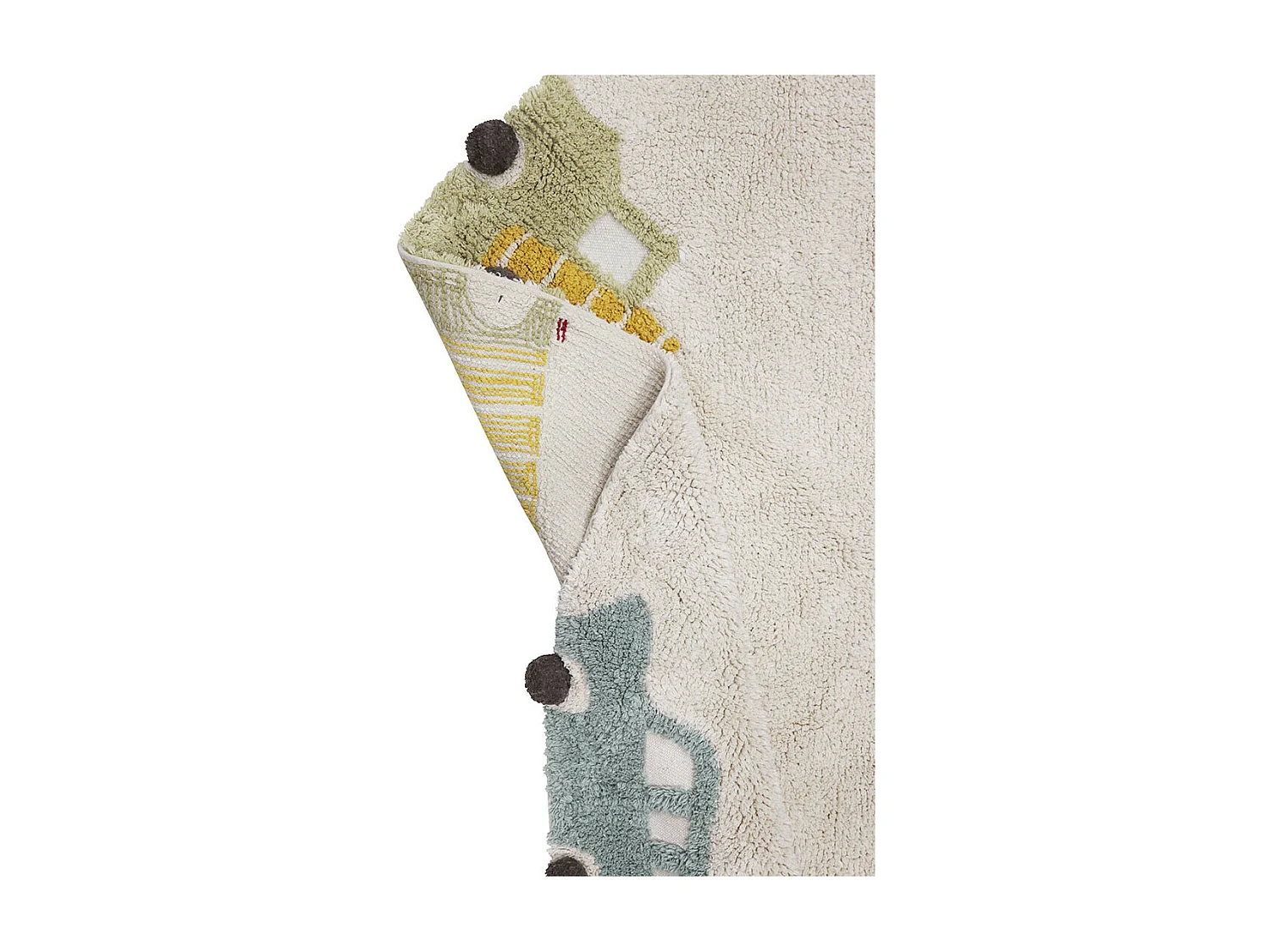 Tapis enfant rond en coton fait main lavable en machine Wheels Ronde