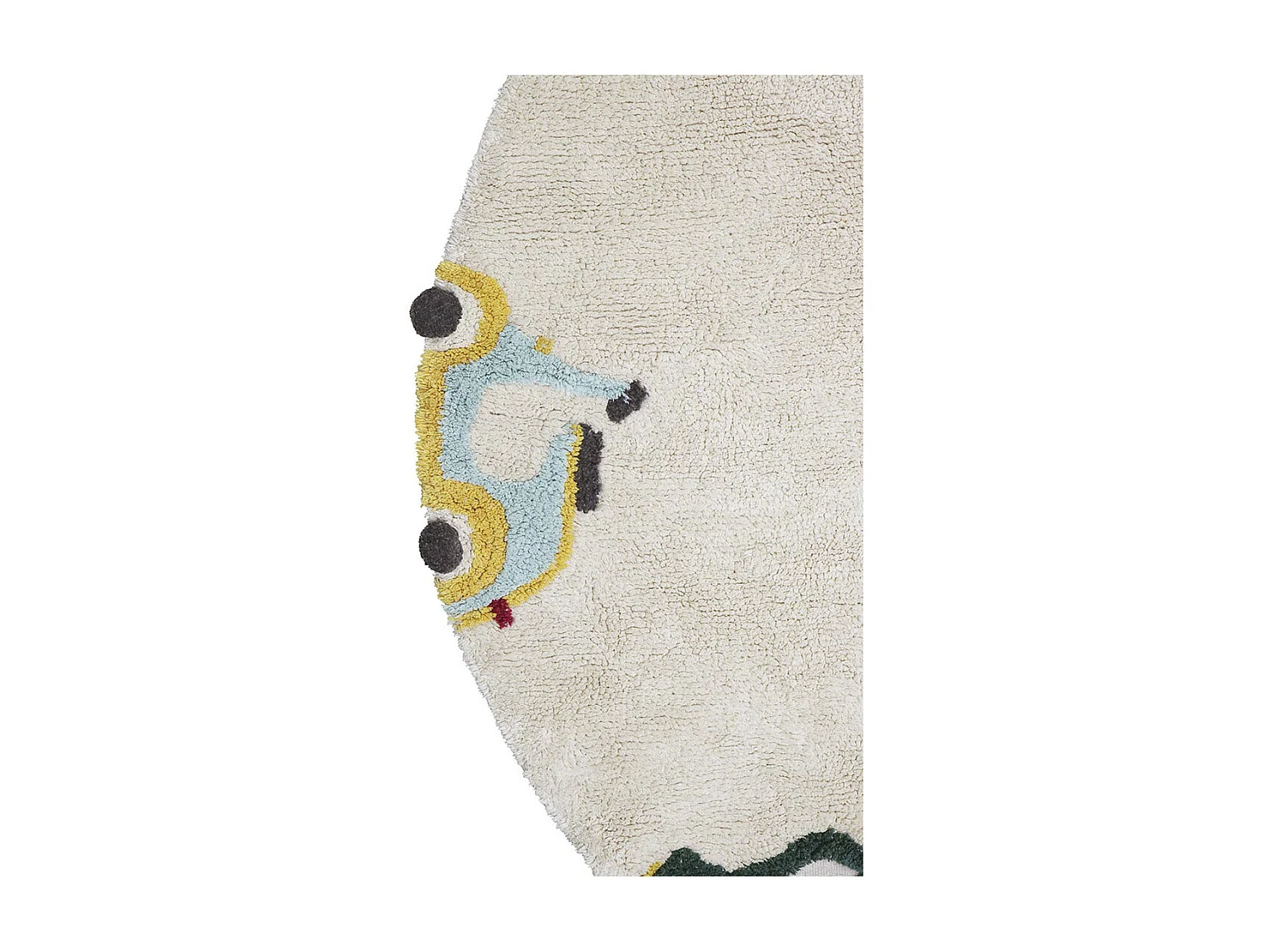 Tapis enfant rond en coton fait main lavable en machine Wheels Ronde