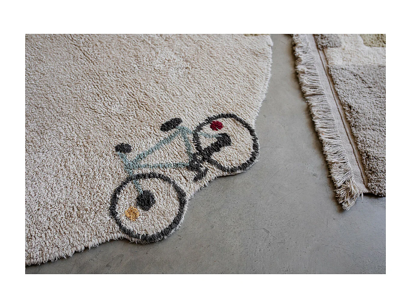 Tapis enfant rond en coton fait main lavable en machine Wheels Ronde