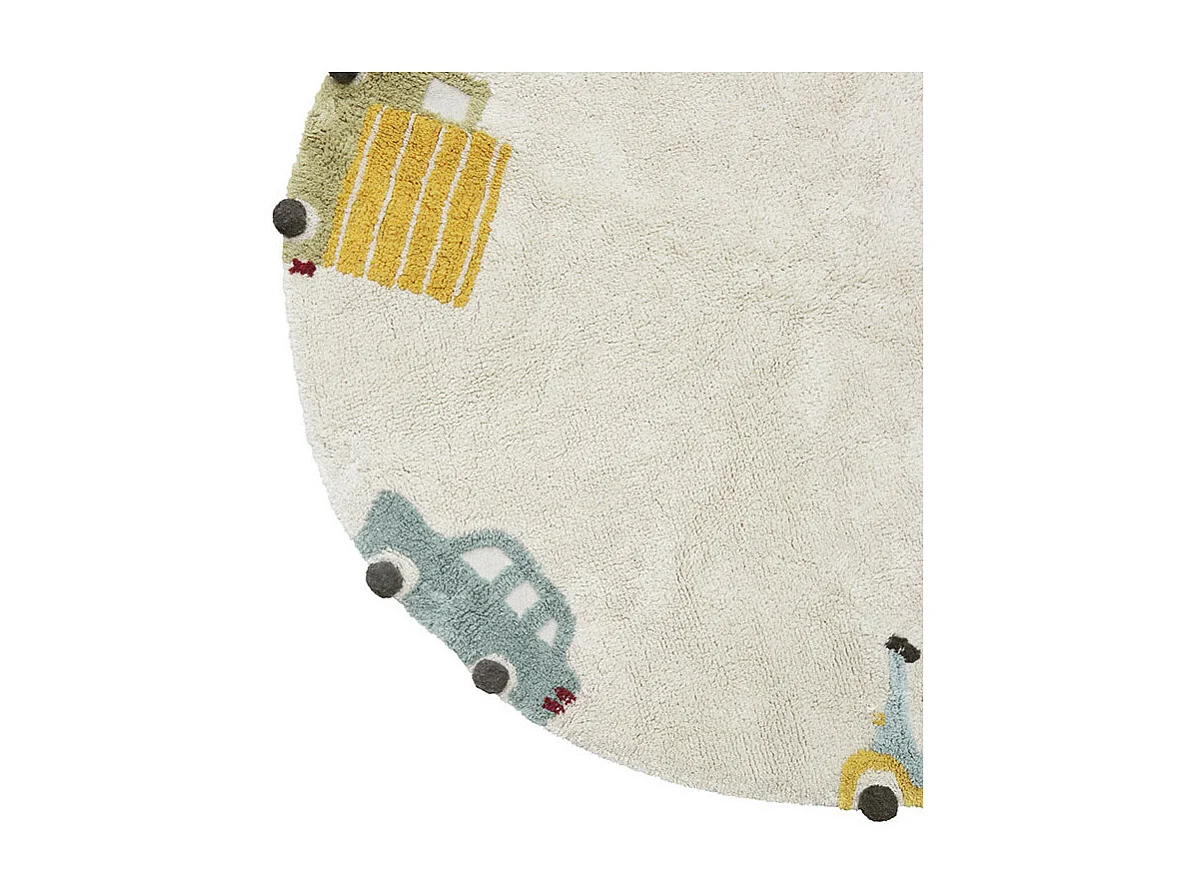 Alfombra redonda para niños - algodón lavable - vehículos eléctricos - Ø 140 cm