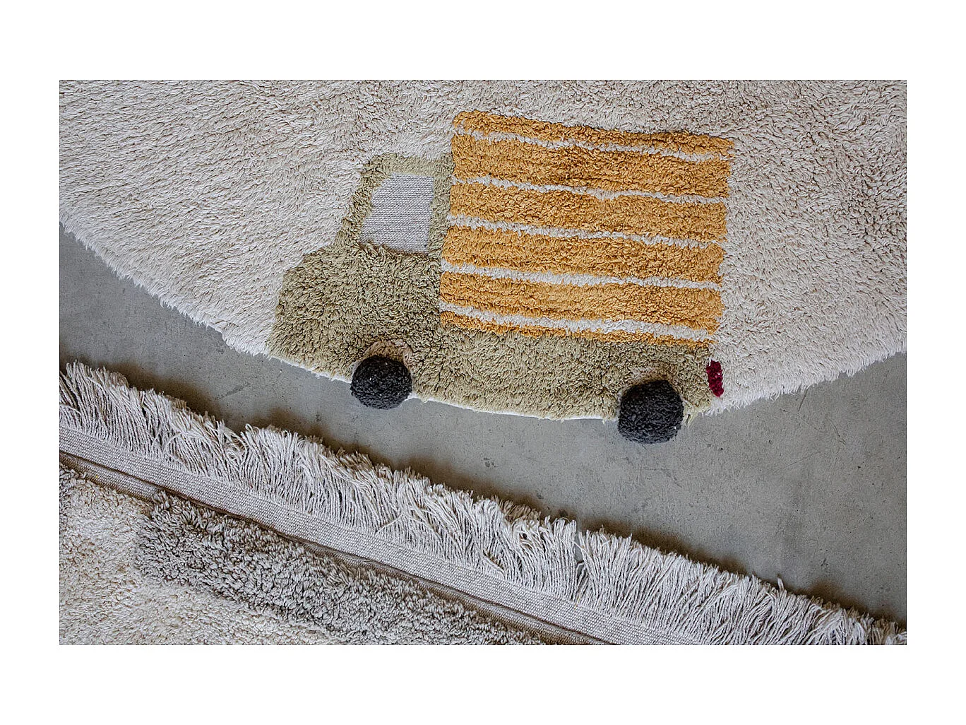 Alfombra redonda para niños - algodón lavable - vehículos eléctricos - Ø 140 cm