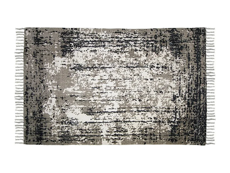 Tapis imprimé et lavé - 180x120 cm - bleu marine/beige