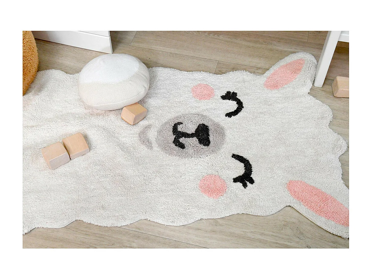 Tapis enfant lavable en machine ivoire Smile Like a Llama Lorena Canals Originale Enfant F