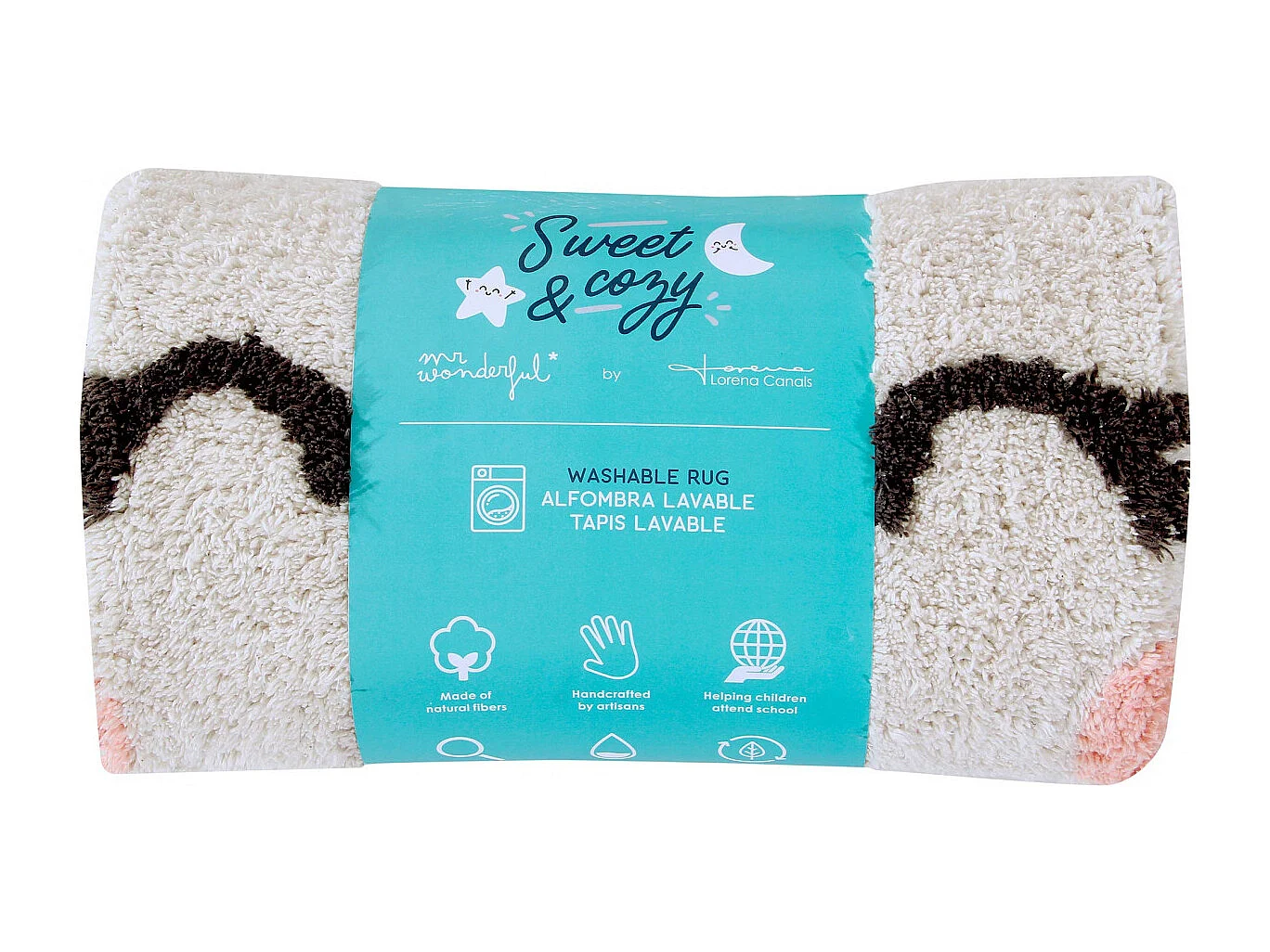 Tapis enfant lavable en machine ivoire Smile Like a Llama Lorena Canals Originale Enfant F