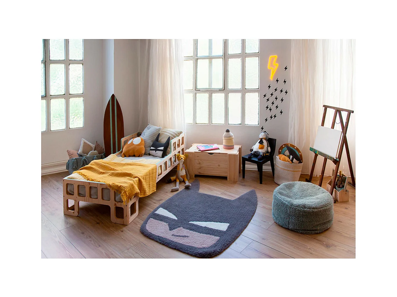 Alfombra de lana para niños - Batboy - 90 x 120 cm