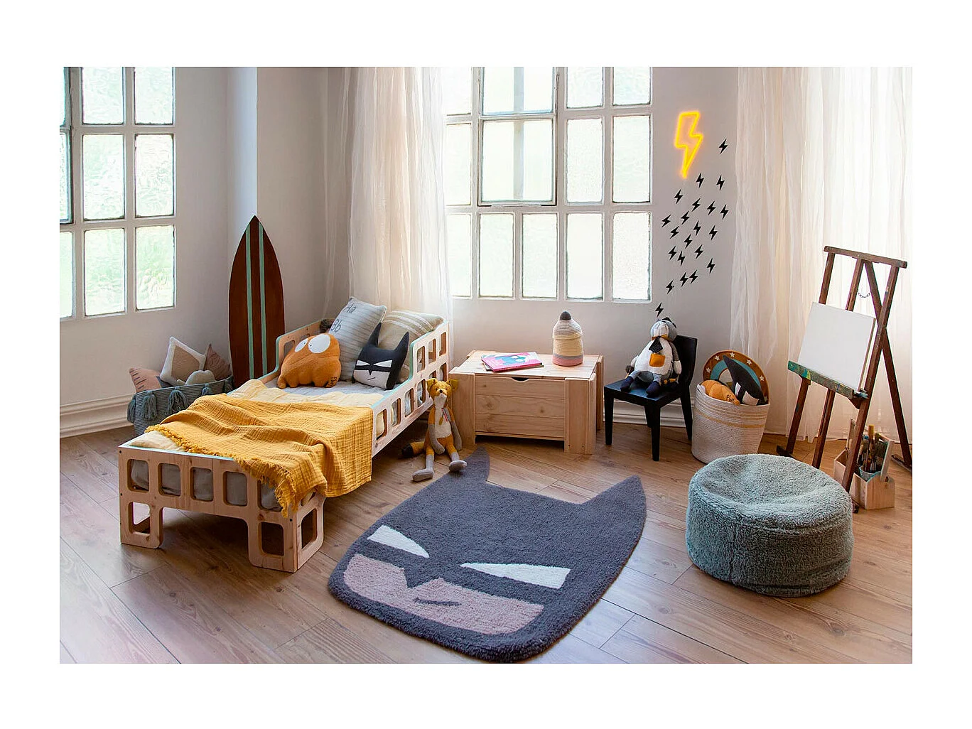 Tapis enfant en laine lavable en machine Batt Originale Enfant Fait main