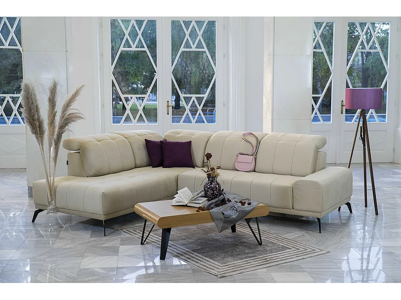 Ecksofa Granada L/Stoffbezug/Beige