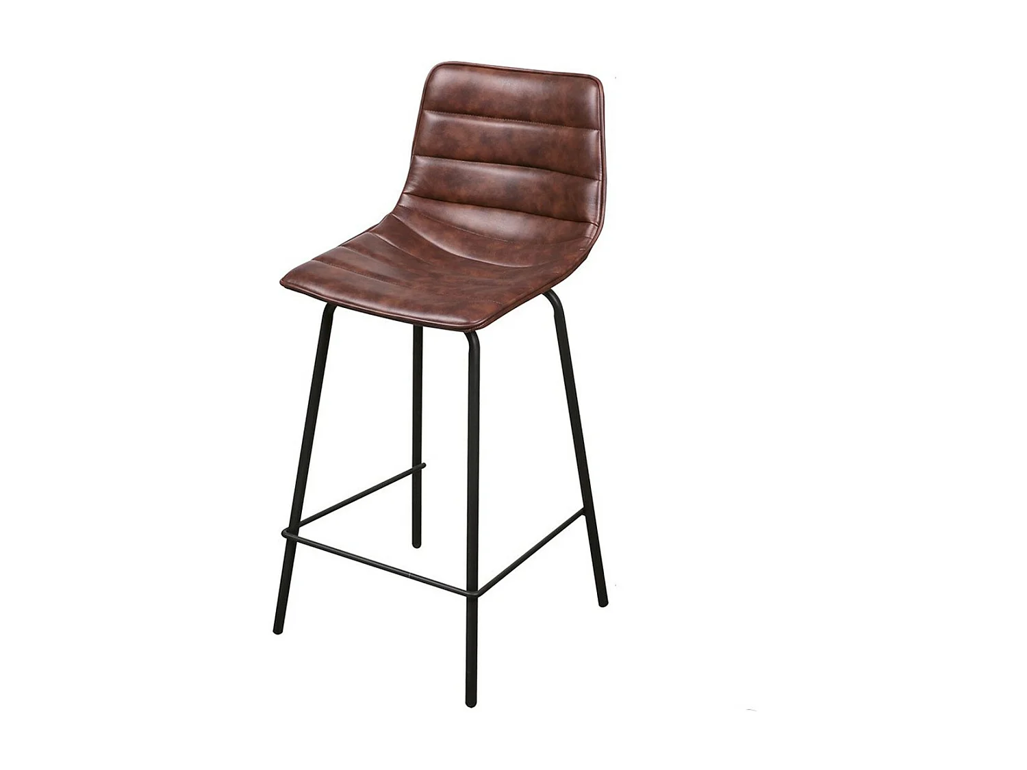 Lot de 2 tabourets de bar avec dossier effet cuir acajou collection NETS - Style industriel