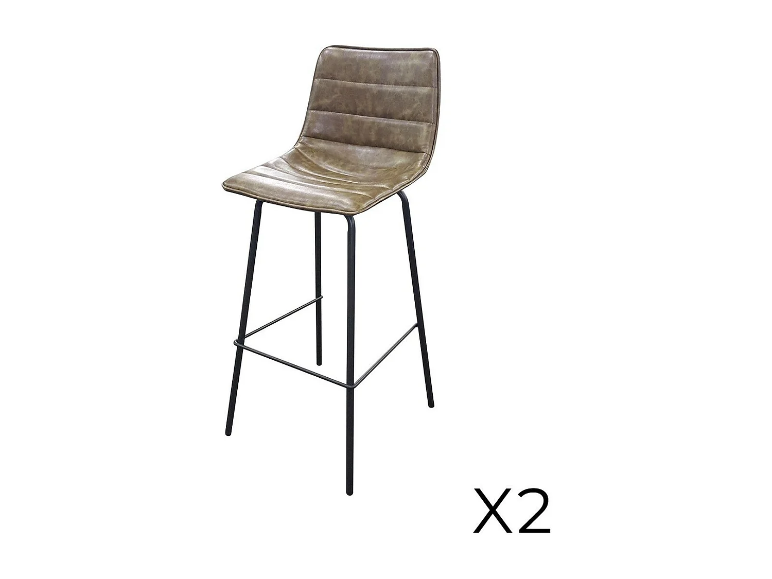 Lot de 2 tabourets de bar avec dossier effet cuir tilleul collection NETS - Style industriel