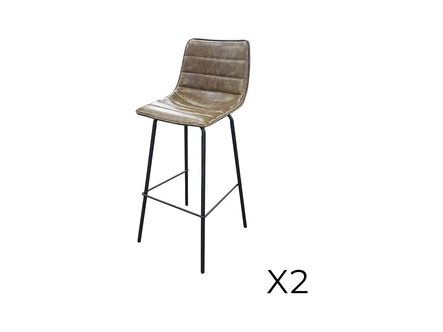 Lot de 2 tabourets de bar avec dossier effet cuir tilleul collection NETS - Style industriel