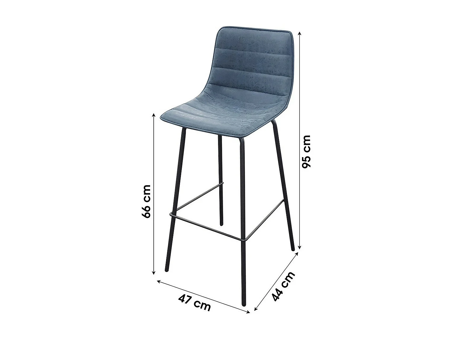 Lot de 2 tabourets de bar avec dossier effet cuir bleu denim collection NETS - Style industriel