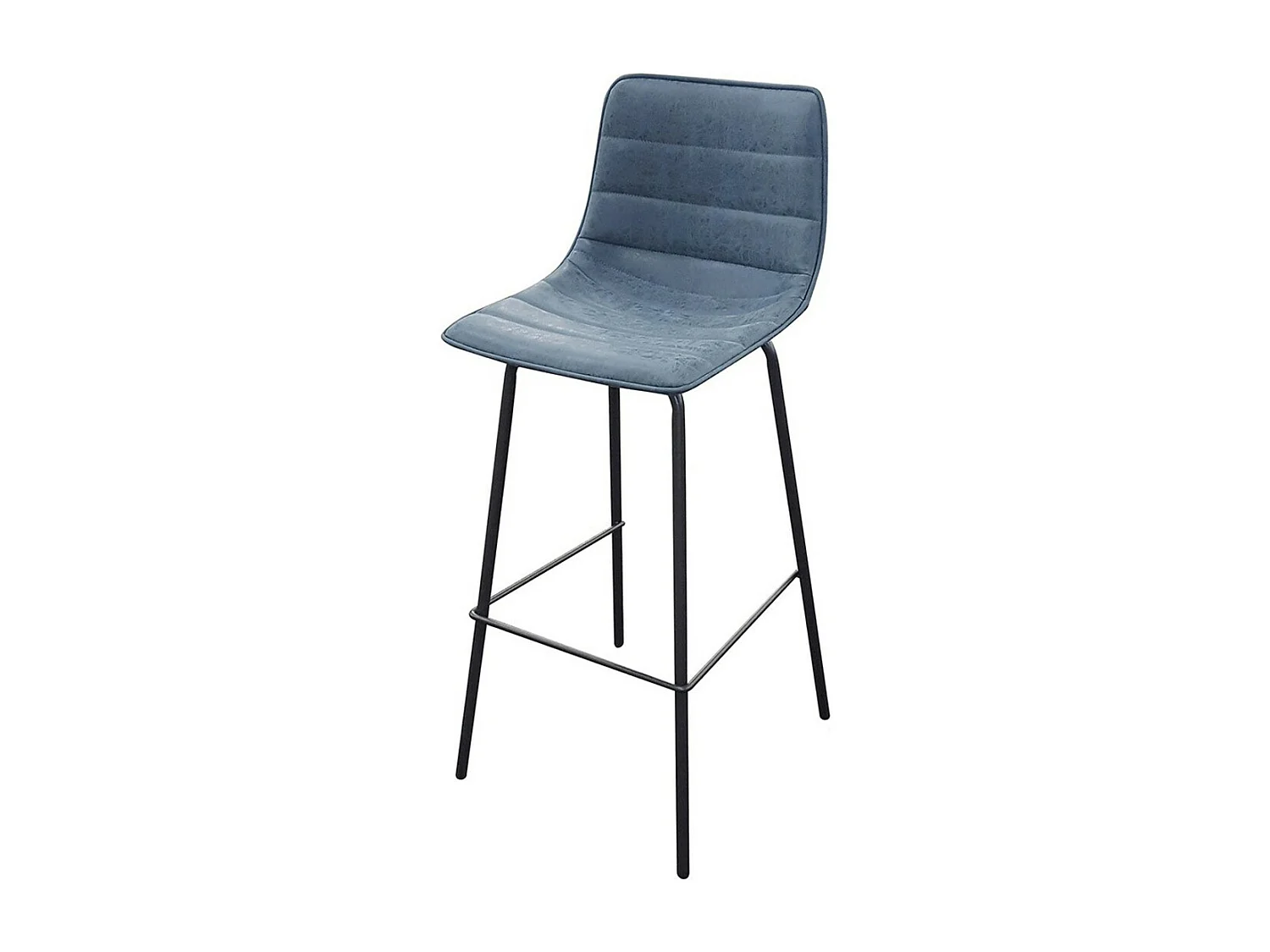 Lot de 2 tabourets de bar avec dossier effet cuir bleu denim collection NETS - Style industriel
