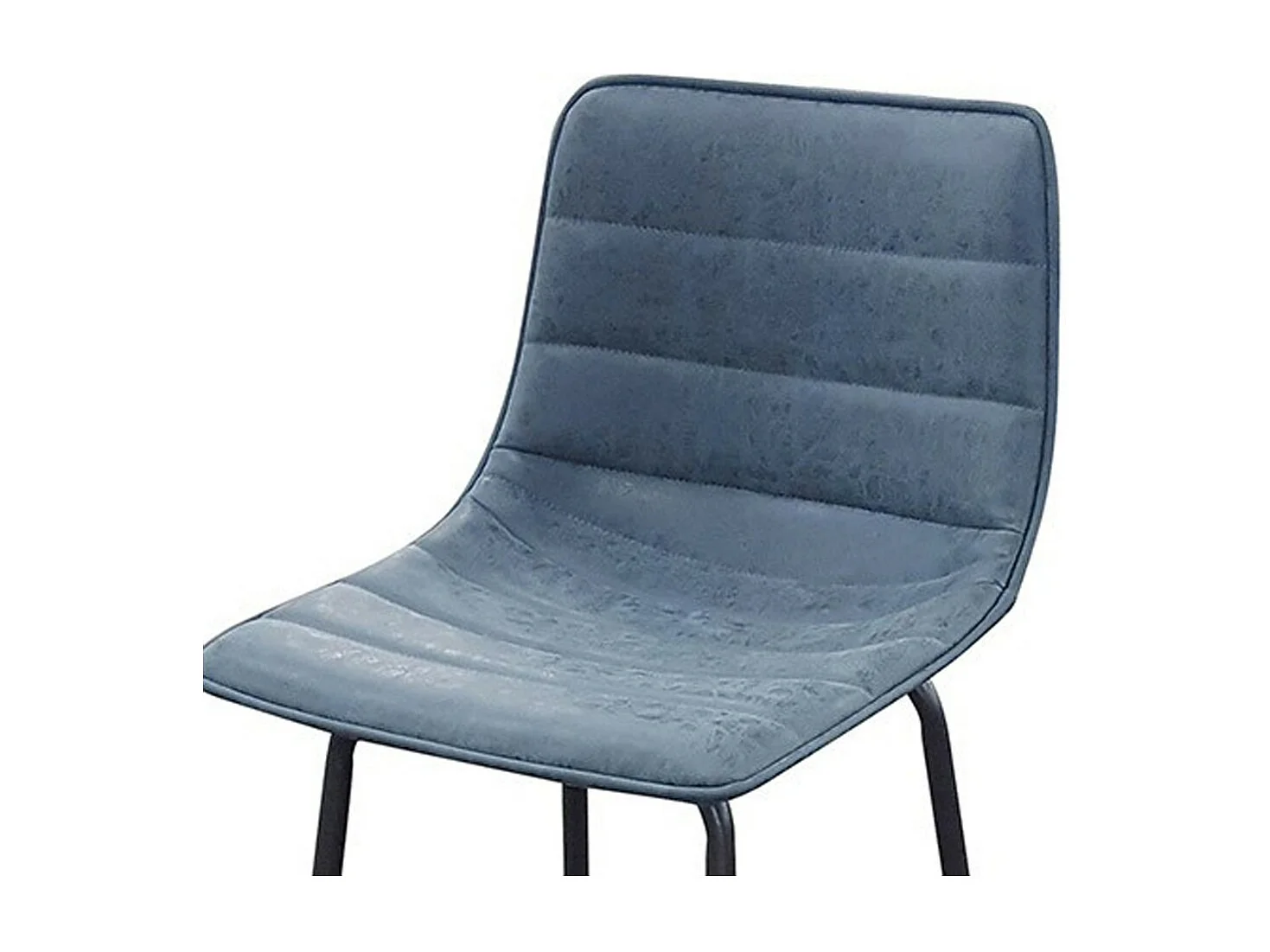 Lot de 2 tabourets de bar avec dossier effet cuir bleu denim collection NETS - Style industriel