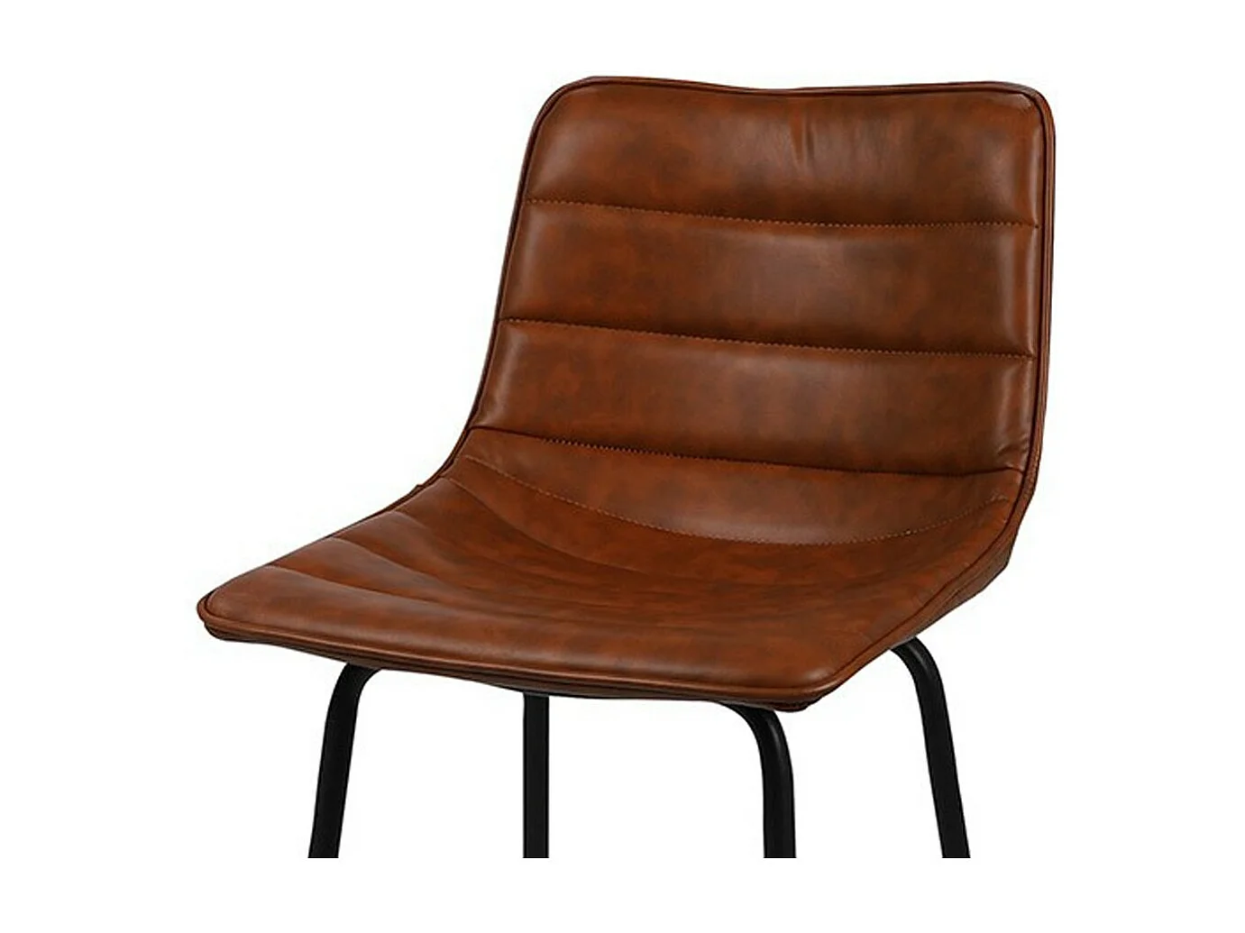 Lot de 2 tabourets de bar avec dossier effet cuir cannelle collection NETS - Style industriel