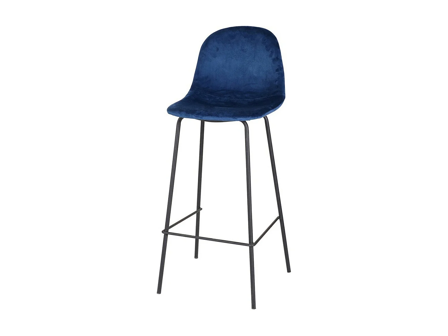 Lot de 4 tabourets de bar avec dossier en velours bleu et structure en métal collection LALY - Style industriel