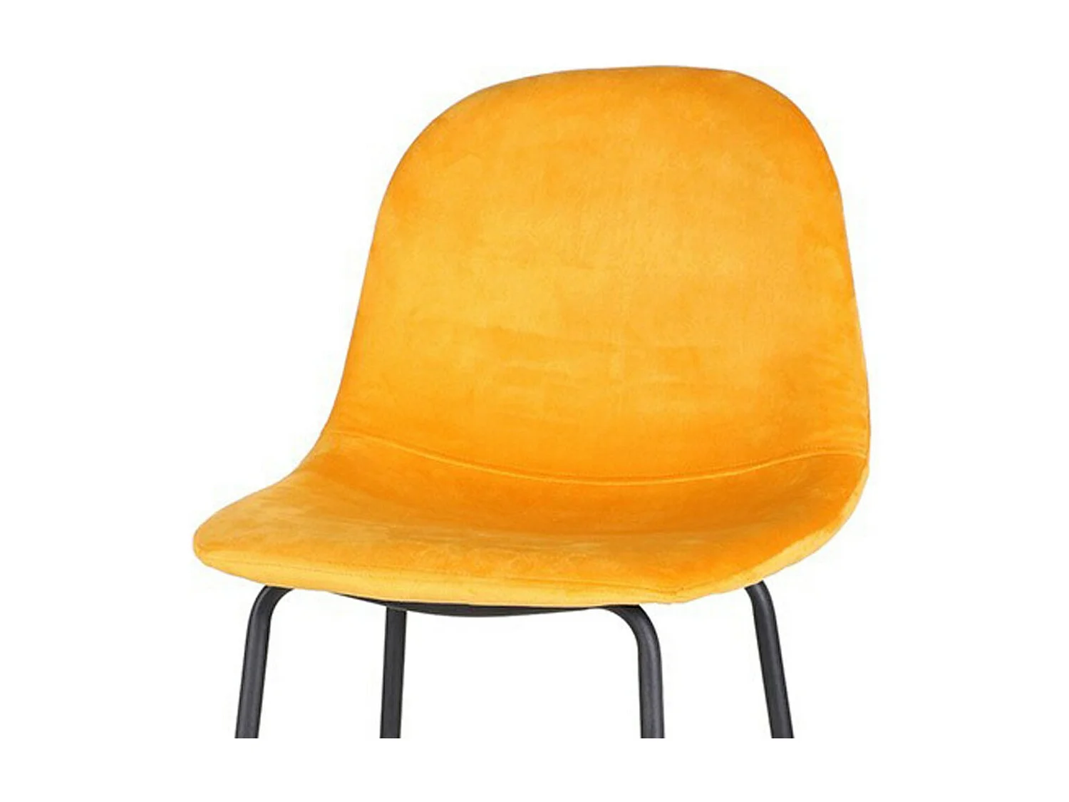 Set van 4 barkrukken met rugleuning in geel fluweel en metalen frame uit de LALY collectie - Industriële stijl