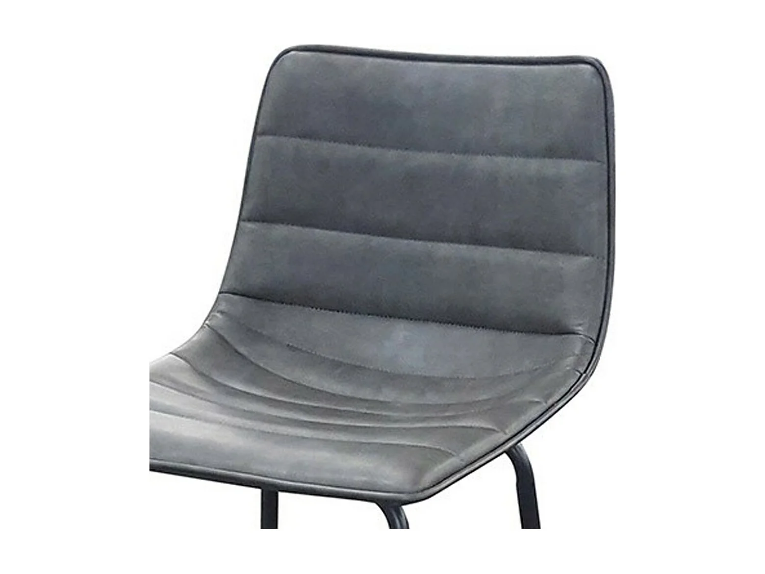 Set van 2 barkrukken met rugleuning in kwarts grijs leereffect uit de NETS-collectie - Industriële stijl