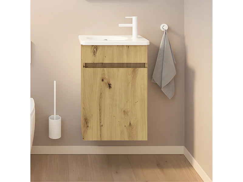 Meuble WC lave-mains BURGBAD Joline chêne