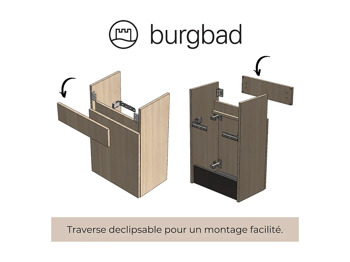 Meuble WC lave-mains BURGBAD Joline chêne