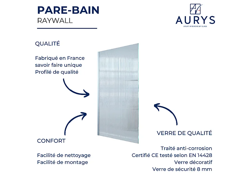 Pare bain gauche AURYS Raywall chromée