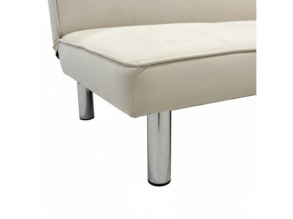 Banquette convertible clic-clac velours écru pieds chromés 180cm