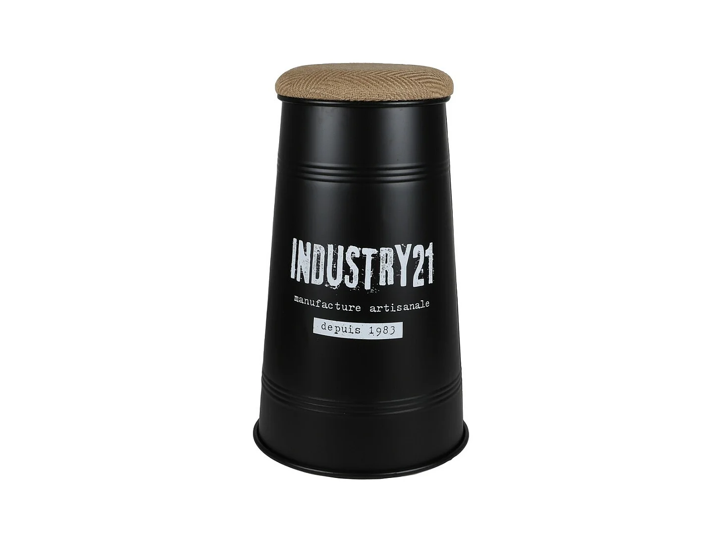 Tabouret de bar style industriel collection APERO – Coloris noir avec assise en jute