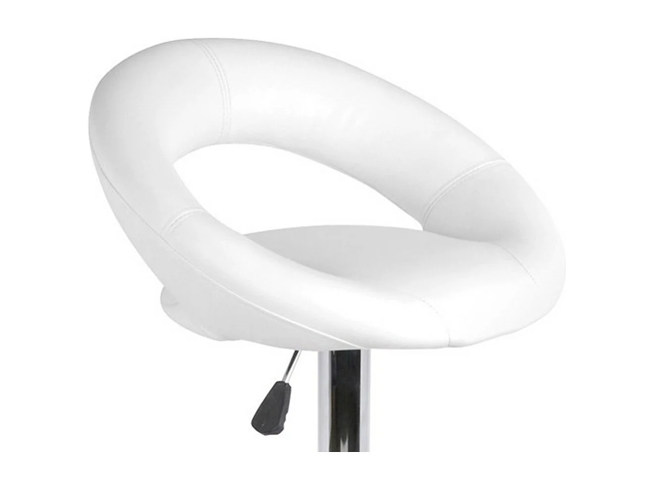 Lot de 2 tabourets de bar réglables en hauteur 77-97 cm – Assise simili cuir PU blanc, pied en métal gris, diamètre 40 cm