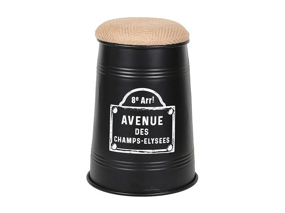 Lot de 4 tabourets pouf conique au style industriel, collection PARIS – Couleurs noir, jaune, gris et bleu