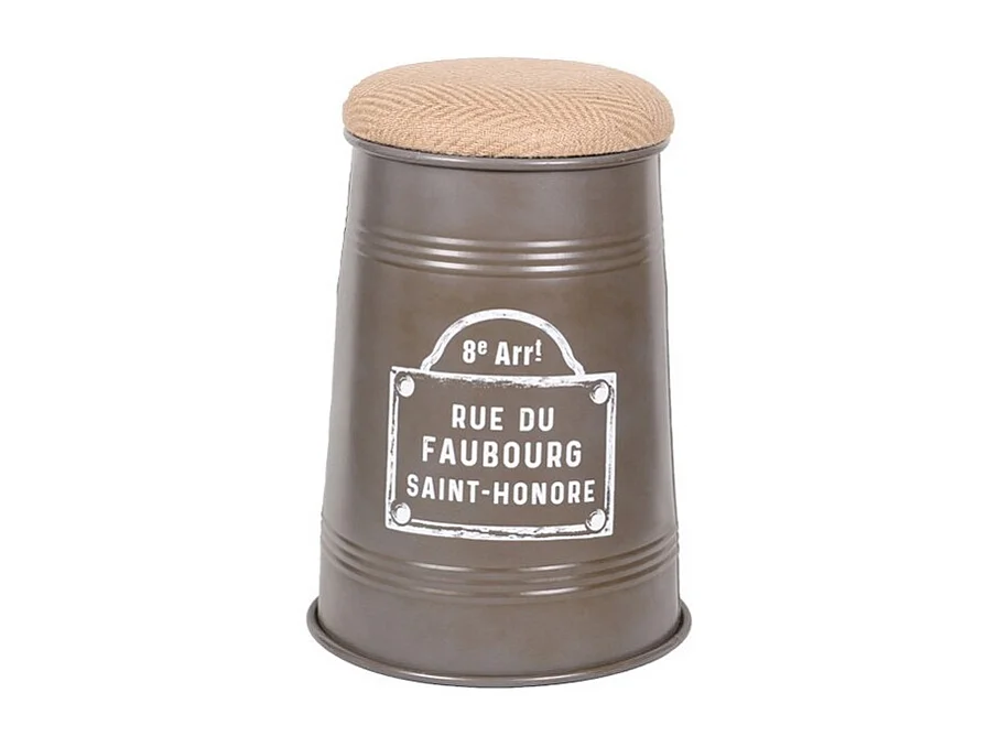 Lot de 4 tabourets pouf conique au style industriel, collection PARIS – Couleurs noir, jaune, gris et bleu