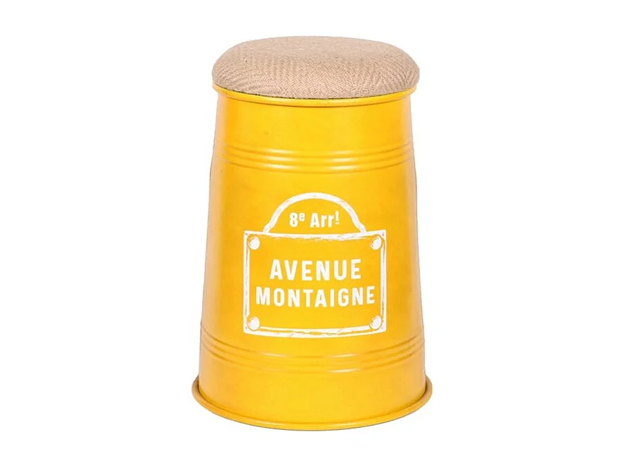 Lot de 4 tabourets pouf conique au style industriel, collection PARIS – Couleurs noir, jaune, gris et bleu