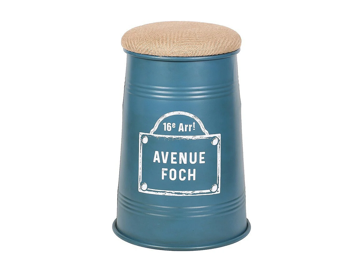 Lot de 4 tabourets pouf conique au style industriel, collection PARIS – Couleurs noir, jaune, gris et bleu