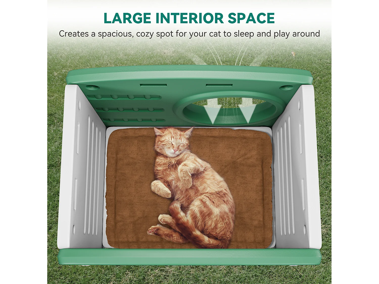 YITAHOME Maison pour Chat - Niche Chat Interieur - avec Griffoir - Charge de 100 kg - Résistant à l'eau - Vert