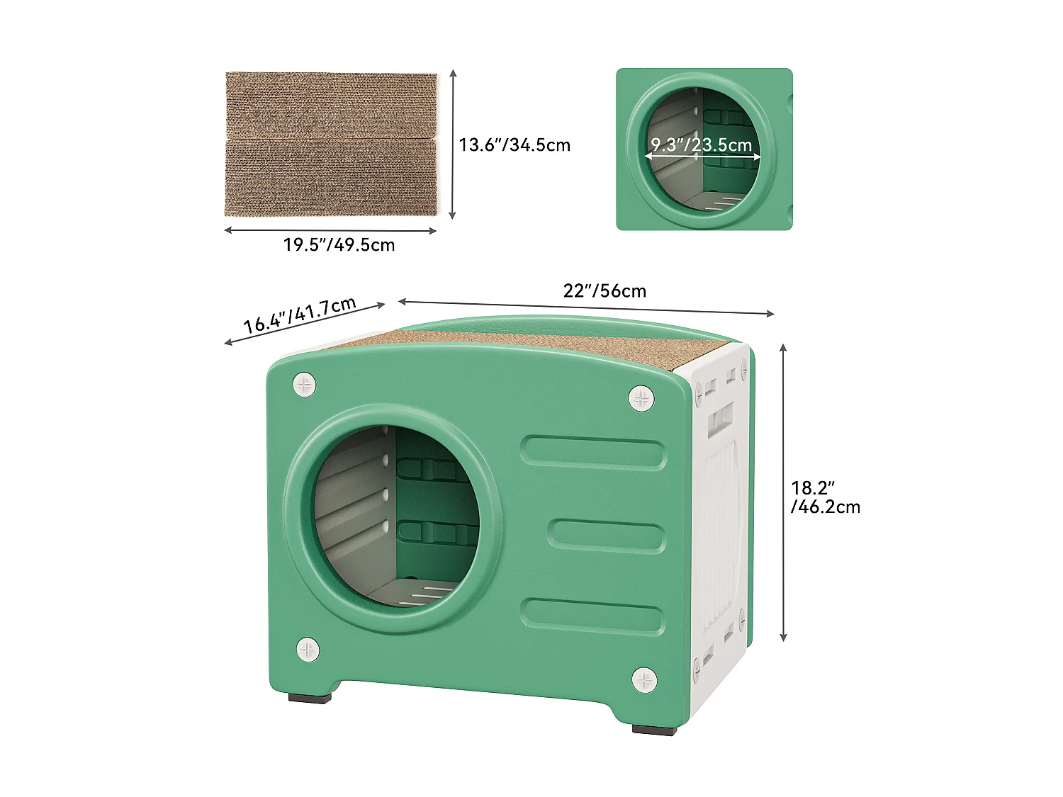 YITAHOME Maison pour Chat - Niche Chat Interieur - avec Griffoir - Charge de 100 kg - Résistant à l'eau - Vert