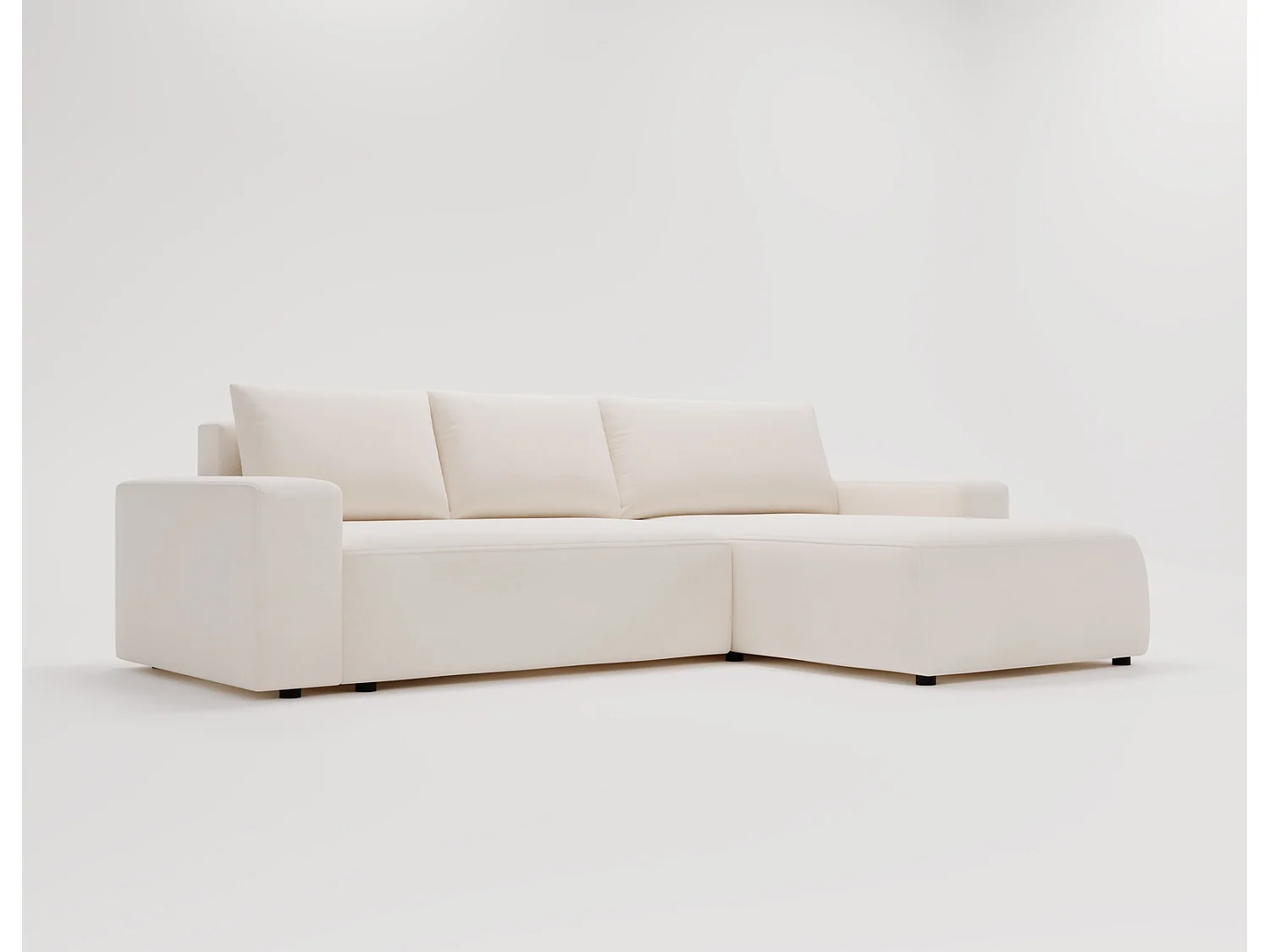 Emporius Aldo L rechts Hoekbank met slaapfunctie en bedlade, Sofa 250x165 cm - woonkamerbank crème (Komodo 10)