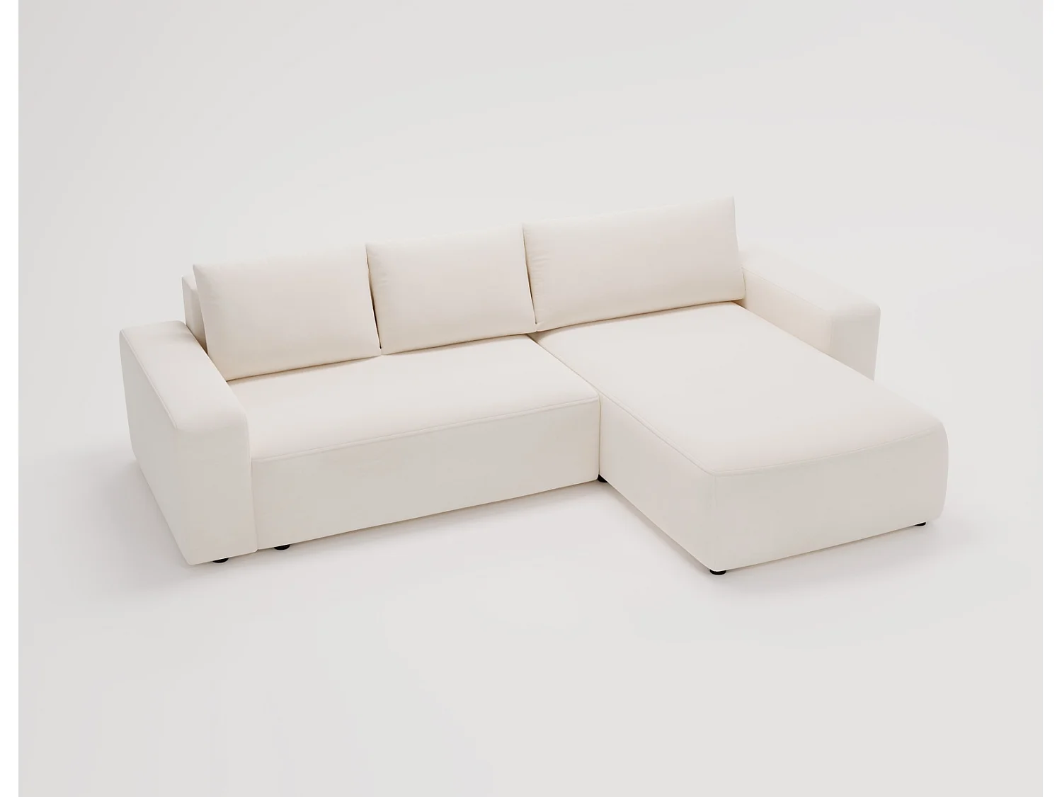 Emporius Aldo L rechts Hoekbank met slaapfunctie en bedlade, Sofa 250x165 cm - woonkamerbank crème (Komodo 10)